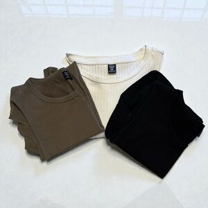 SHEIN CURVE bundle of 3 bodysuits 1X green white black sleeveless long sleeve